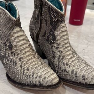 Corral Python 
Snakeskin Ankle Boots - Gray